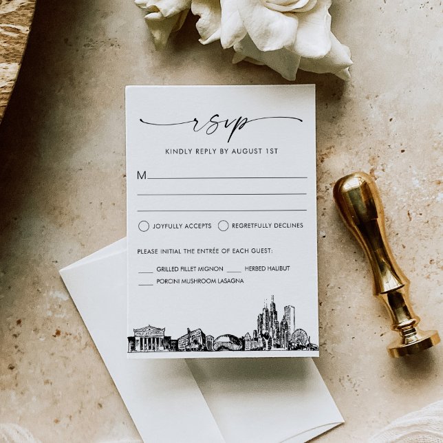 Cartão de Resposta RSVP de Casamento Skyline de Ch (Criador carregado)