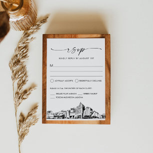 Cartão de Resposta RSVP de Casamento Skyline de Sa