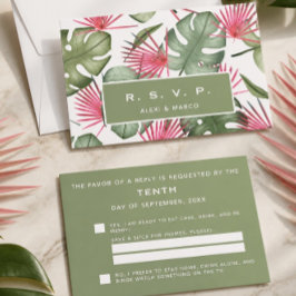 Cartão de Resposta / RSVP de Casamento Tropical Hu