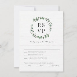 Cartão de Resposta RSVP de Casamento Verde Russo