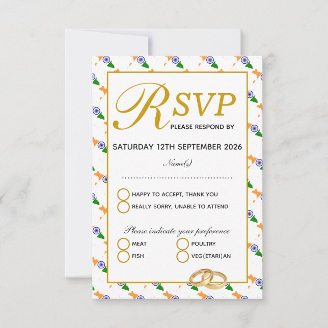 Cartão de Resposta RSVP de Celebração de Casamento (Frente)