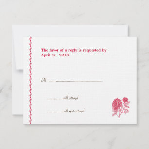 Cartão de resposta RSVP de cercamento de casamento