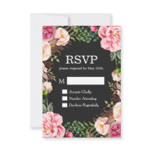 Cartão de Resposta RSVP de Decoração Floral Magníf
