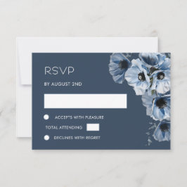 Cartão de Resposta RSVP de Flor Transparente Azul