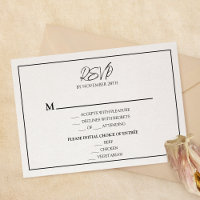Cartão de Resposta RSVP de Menu de Casamento Minim