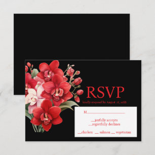 Cartão de Resposta RSVP de Opções do Menu Red Orch