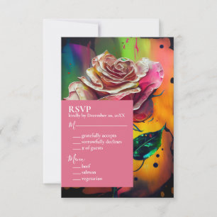 Cartão de Resposta RSVP de Rosas Pink Abstratas