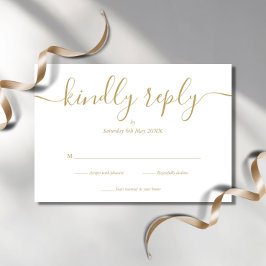 Cartão de Resposta RSVP de Script Elegante Dourado