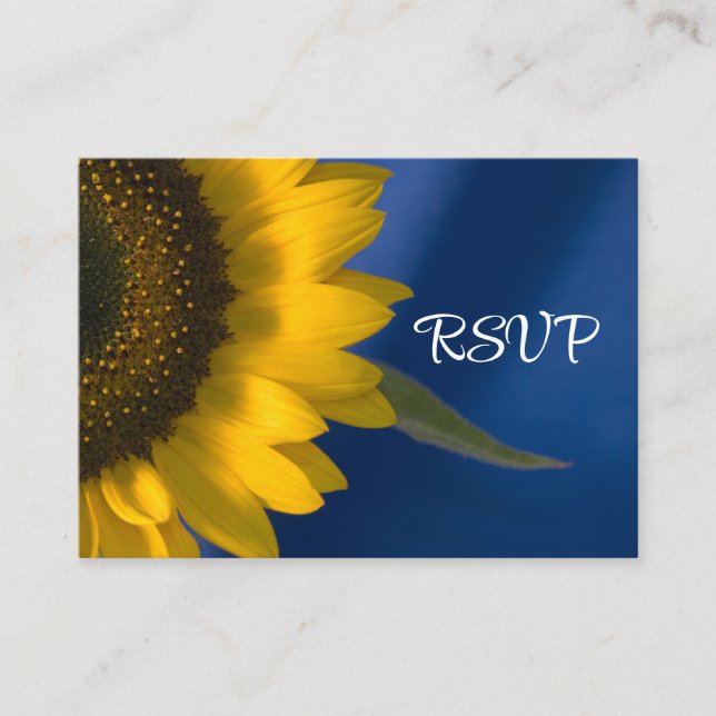 Cartão de Resposta RSVP de Sunflower on Blue Weddi (Frente)