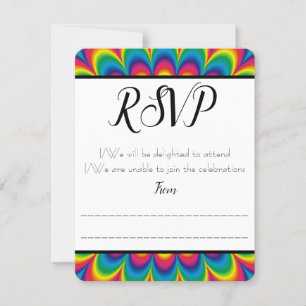 Cartão de Resposta / RSVP de Tie Dye Psicodélico