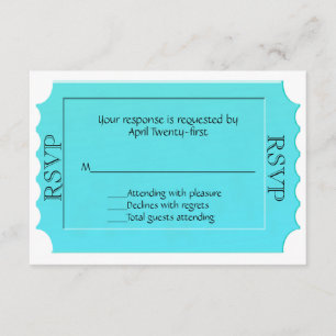 Cartão de Resposta RSVP de Tíquete Turquoise Brilh