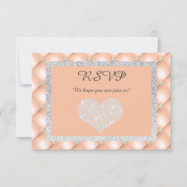 CARTÃO DE RESPOSTA RSVP DIAMANTE CORAÇÃO DAMASCO P