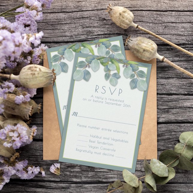 Cartão de Resposta RSVP do Menu de Casamento com R (Criador carregado)