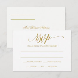 Cartão de Resposta RSVP Dourado | Caligrafia Luxuo