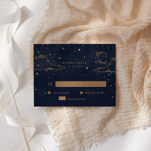 Cartão de Resposta RSVP Dourado Místico Celestial