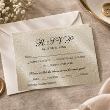 Cartão de Resposta RSVP Elegante Bege Linho Rústic