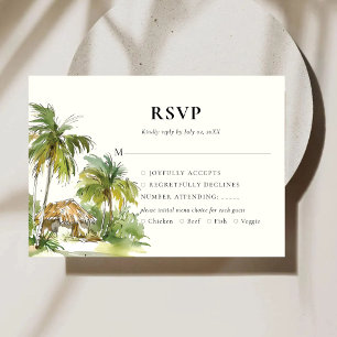 Cartão de Resposta RSVP Elegante de Destino Tropic