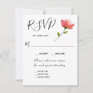 Cartão de Resposta RSVP Entrada 3 Elegante Floral 