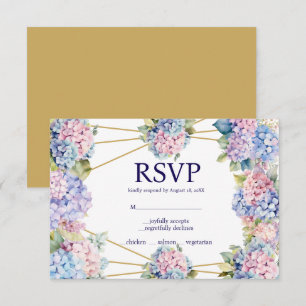 Cartão de Resposta RSVP Escolhas do Menu Hydrangea
