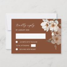 Cartão de Resposta RSVP Flor Terracota Marfim Aqua