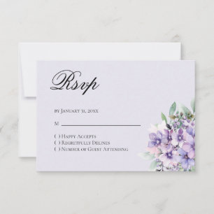 Cartão de Resposta RSVP Floral Lavanda de Quincean