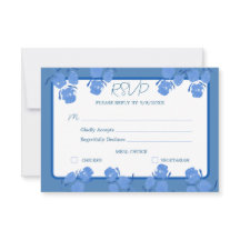 Cartão de Resposta RSVP Floral Romântico Azul Dust