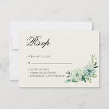 Cartão de Resposta RSVP Floral Verde de Quinceaner