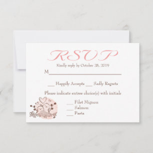 Cartão de Resposta RSVP Lovebirds Rosa e Marrom