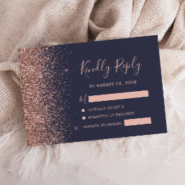 Cartão de Resposta RSVP Moderno com Borda de Brilh