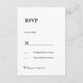 Cartão de resposta RSVP moderno simples e elegante