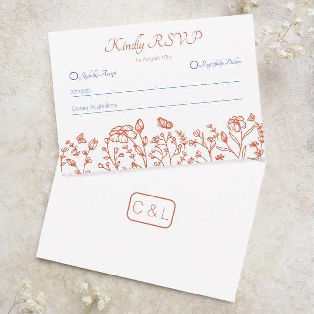 Cartão de Resposta RSVP Orange Verona Sunset (Wedding RSVP Cards Verona Sunset Theme)