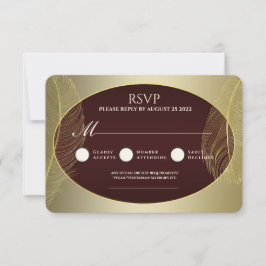 Cartão de Resposta RSVP Oval Elegante em Dourado e