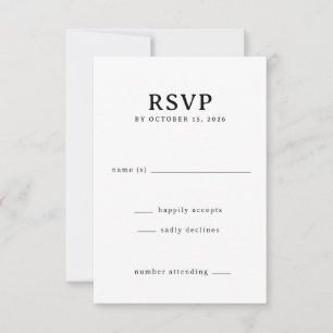 Cartão de Resposta RSVP Preto Elegante