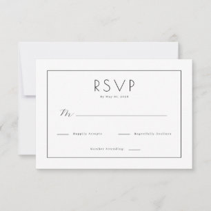 Cartão de Resposta RSVP Preto Elegante