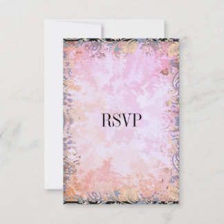 Cartão de Resposta RSVP Preto Floral Rosa