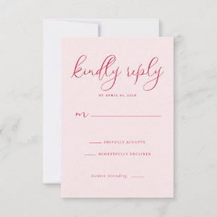 Cartão de Resposta RSVP Rosa Elegante