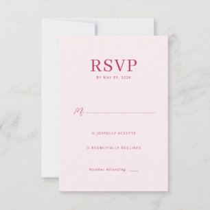 Cartão de Resposta RSVP Rosa Elegante
