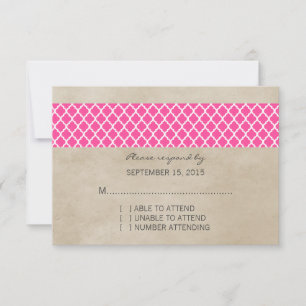 Cartão de Resposta Russo Quatrefoil Rosa