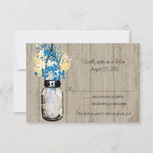 Cartão de Resposta Rustic Wood Mason Jar & Flores 
