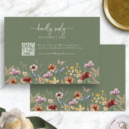 Cartão de Resposta Sage Green Boho Flor Silvestre