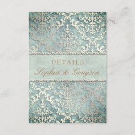 Cartão de Resposta Sage Verde Glimmer Damask Envio