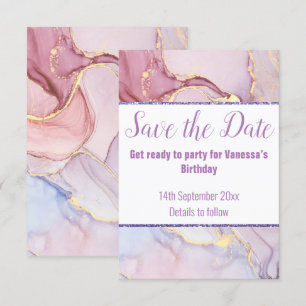 CARTÃO DE RESPOSTA SAVE THE DATE COM GLITTER DE MÁ