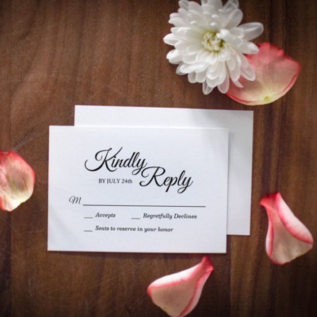 Cartão de Resposta Simples de Caligrafia Preta e B (Criador carregado)