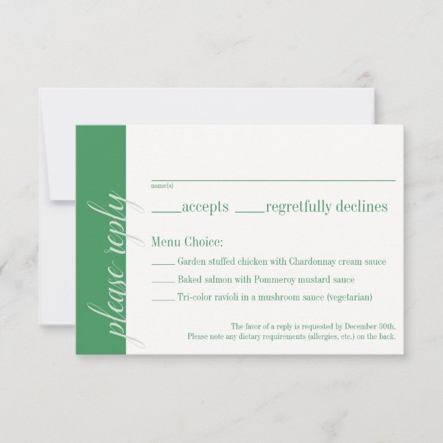 Cartão de Resposta Verde, Coleção de Casamentos Ca (Frente)