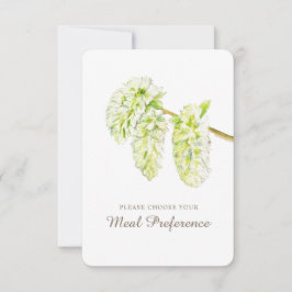 Cartão de resposta verde para refeição de casament