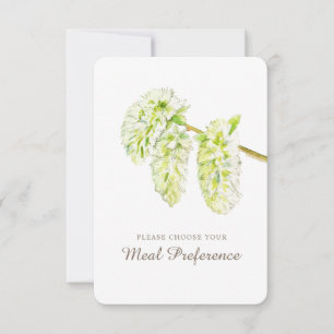 Cartão de resposta verde para refeição de casament