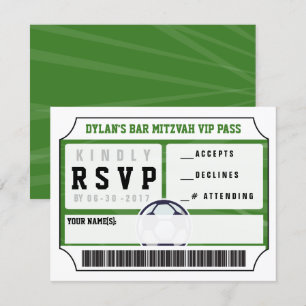 CARTÃO DE RESPOSTA VIP DE FUTEBOL Convite Bar Mitz