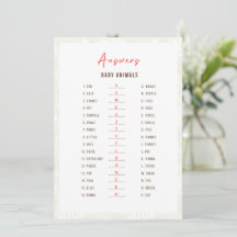 Cartão de Respostas Safari de Bebês Animais