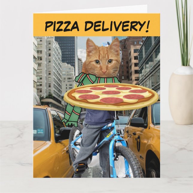 CARTÃO DE RETORNO DE ENTREGA DE GATO PIZZA DE ANIV (Frente)