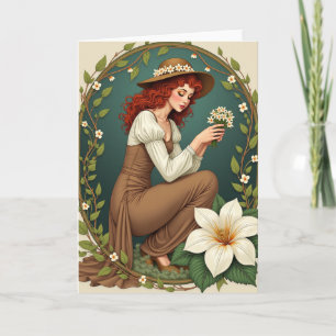 Cartão de retrato com arcada floral